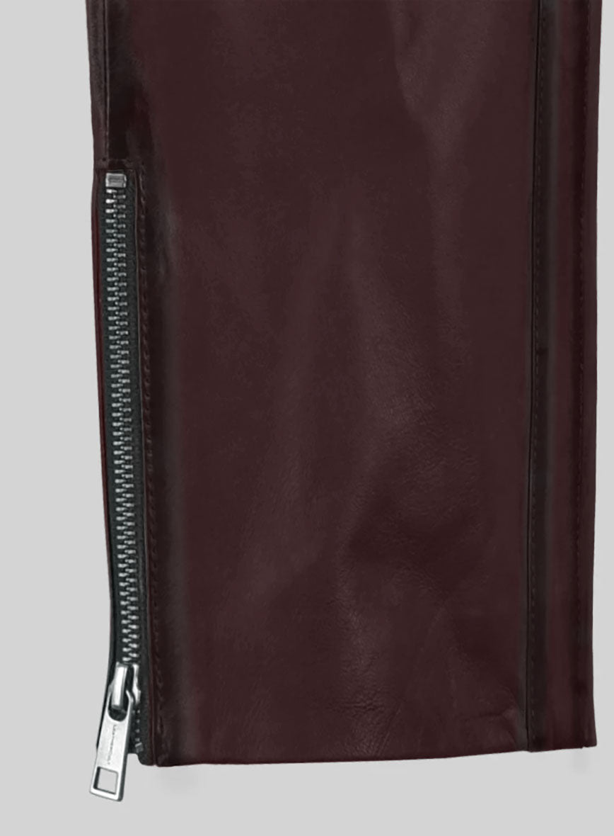 Hector Burnt Wine Leather Pants - StudioSuits