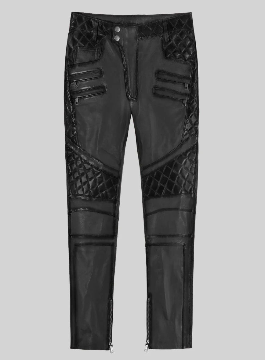Hector Burnt Charcoal Leather Pants - StudioSuits