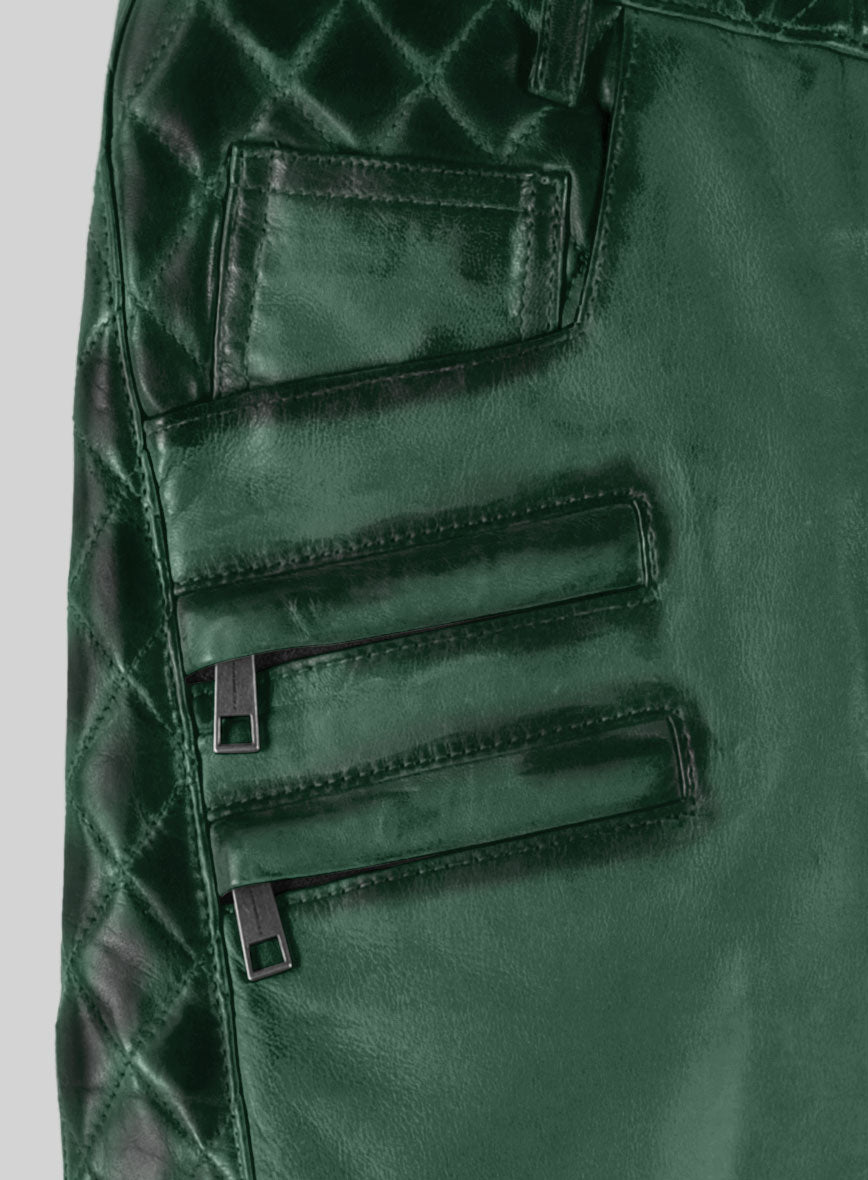 Hector Burnt Green Leather Pants - StudioSuits