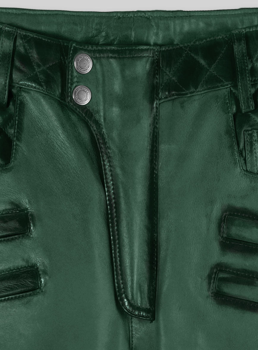 Hector Burnt Green Leather Pants - StudioSuits