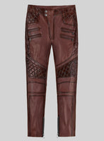 Hector Burnt Maroon Leather Pants - StudioSuits