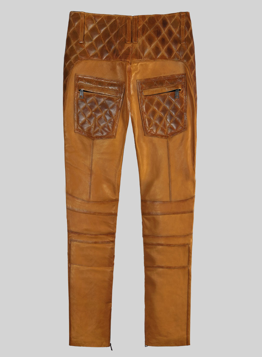 Hector Burnt Mustard Leather Pants - StudioSuits