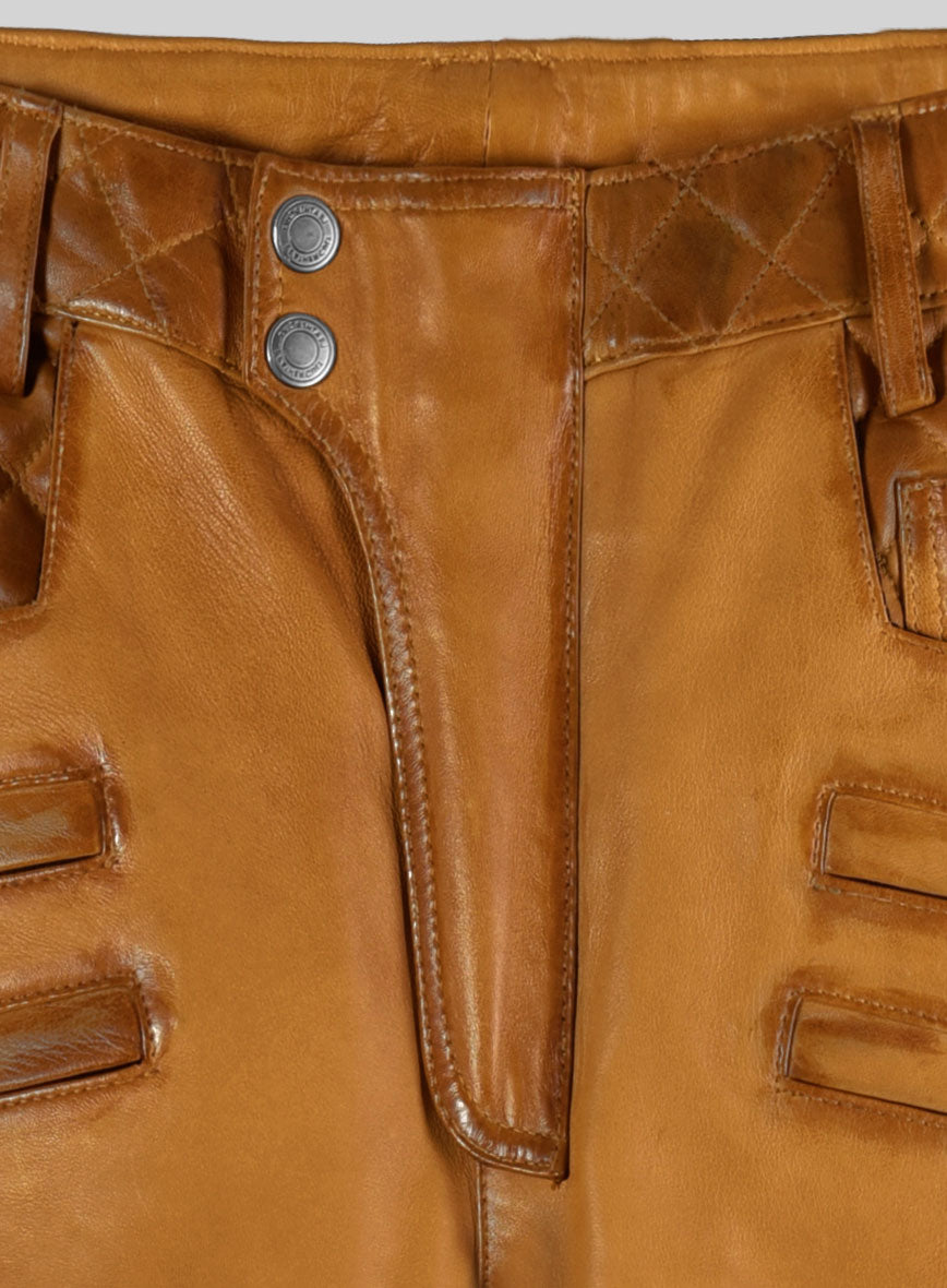 Hector Burnt Mustard Leather Pants - StudioSuits