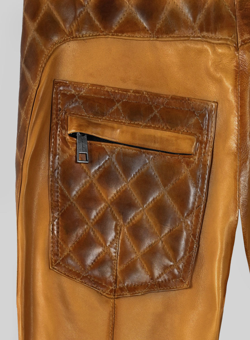 Hector Burnt Mustard Leather Pants - StudioSuits