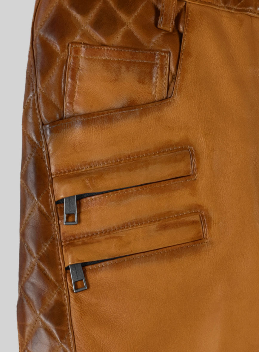 Hector Burnt Mustard Leather Pants - StudioSuits