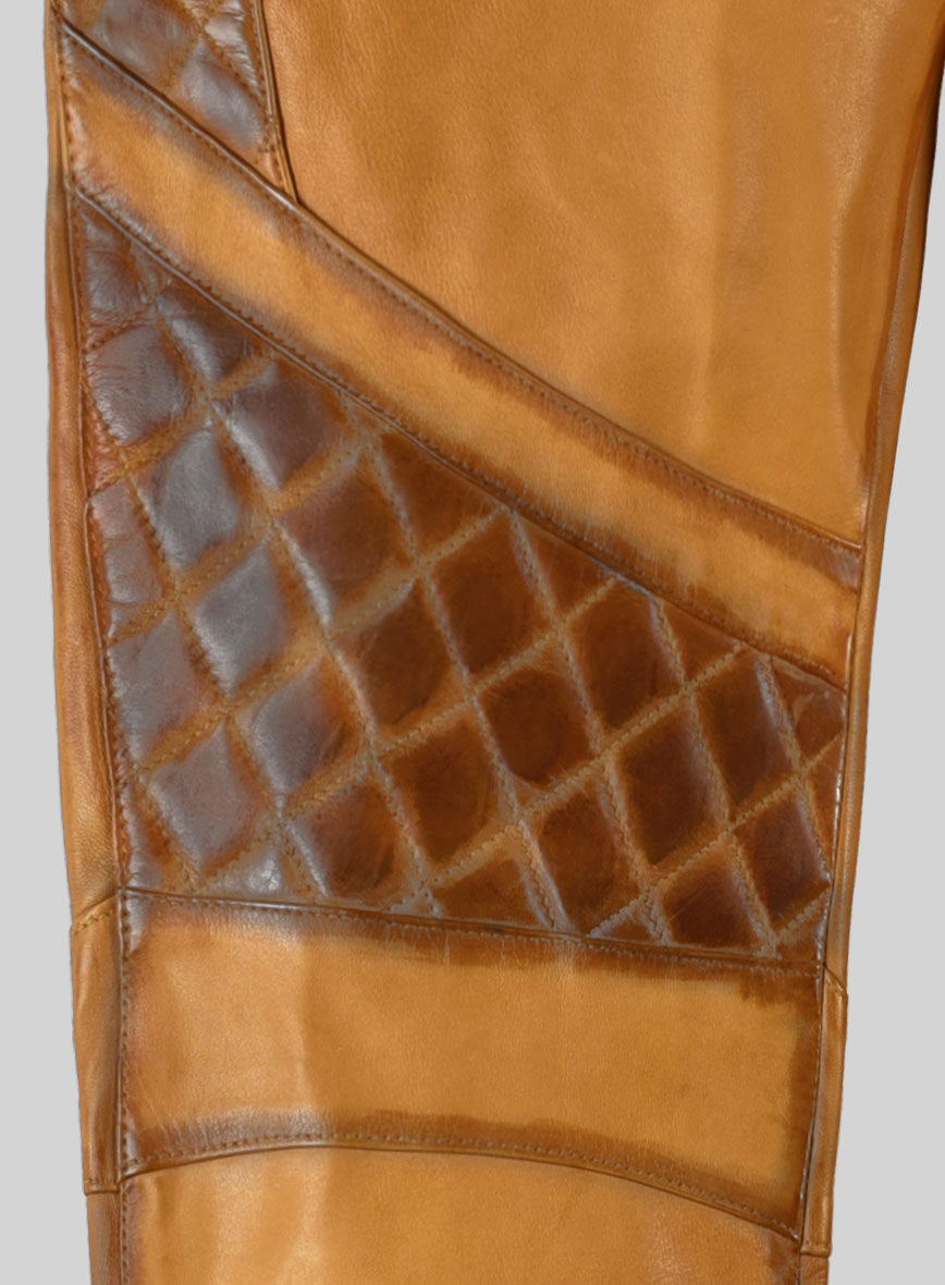 Hector Burnt Mustard Leather Pants - StudioSuits