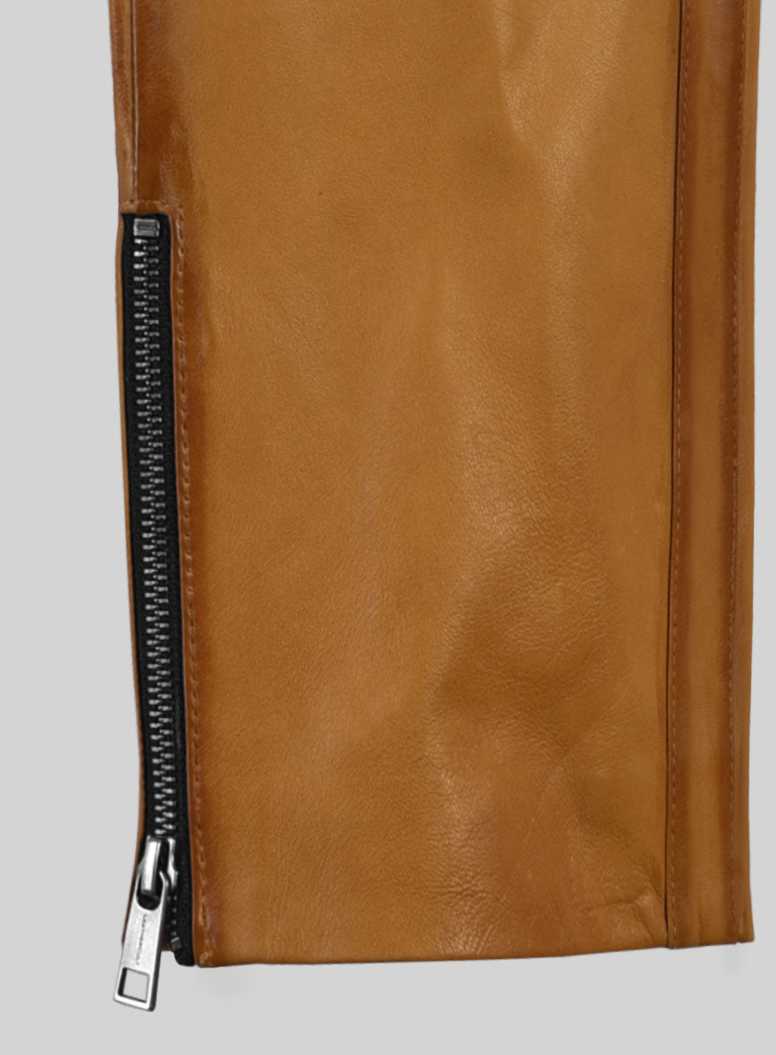 Hector Burnt Mustard Leather Pants - StudioSuits