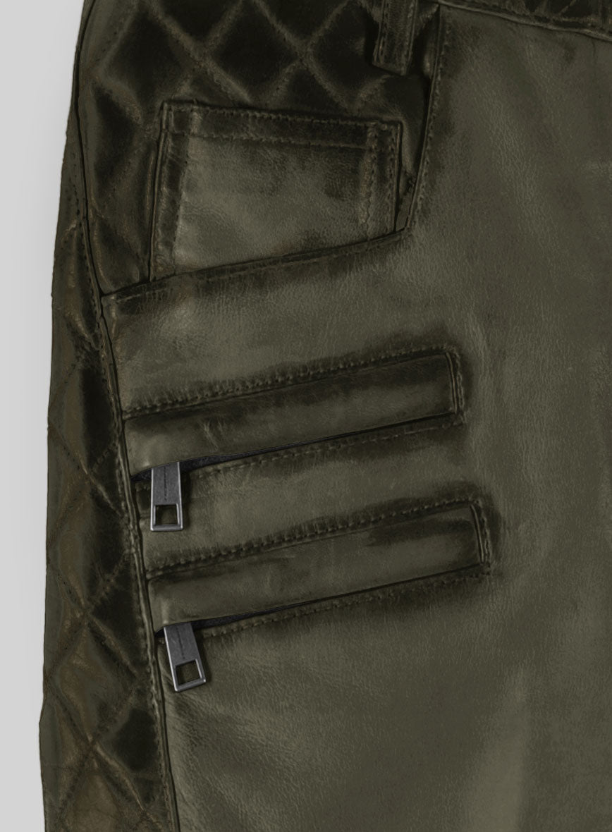 Hector Burnt Olive Leather Pants - StudioSuits