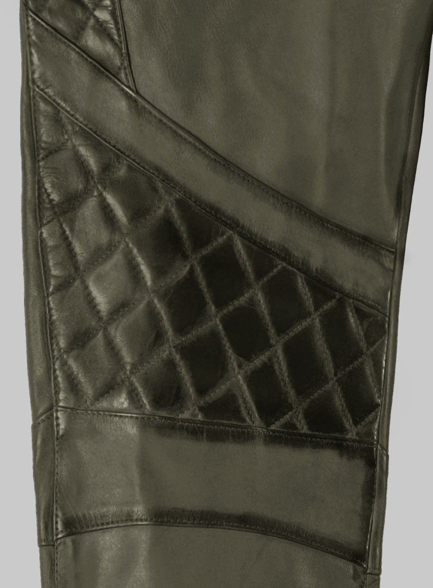 Hector Burnt Olive Leather Pants - StudioSuits