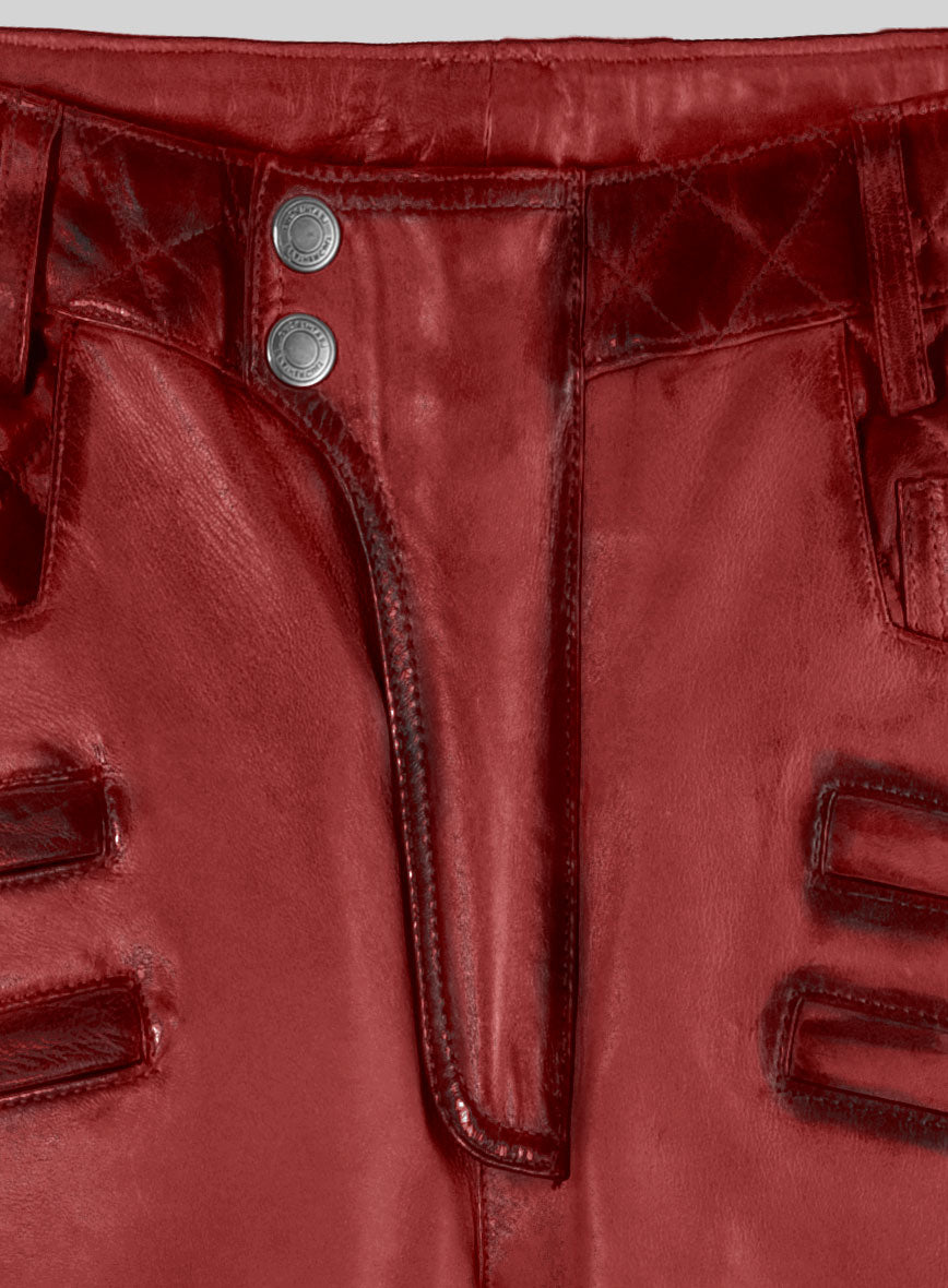 Hector Burnt Red Leather Pants - StudioSuits