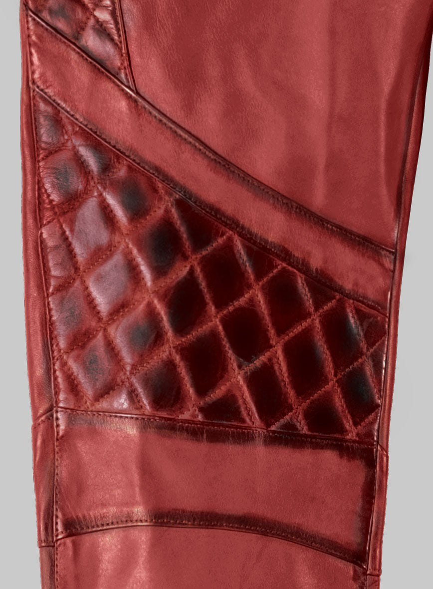 Hector Burnt Red Leather Pants - StudioSuits