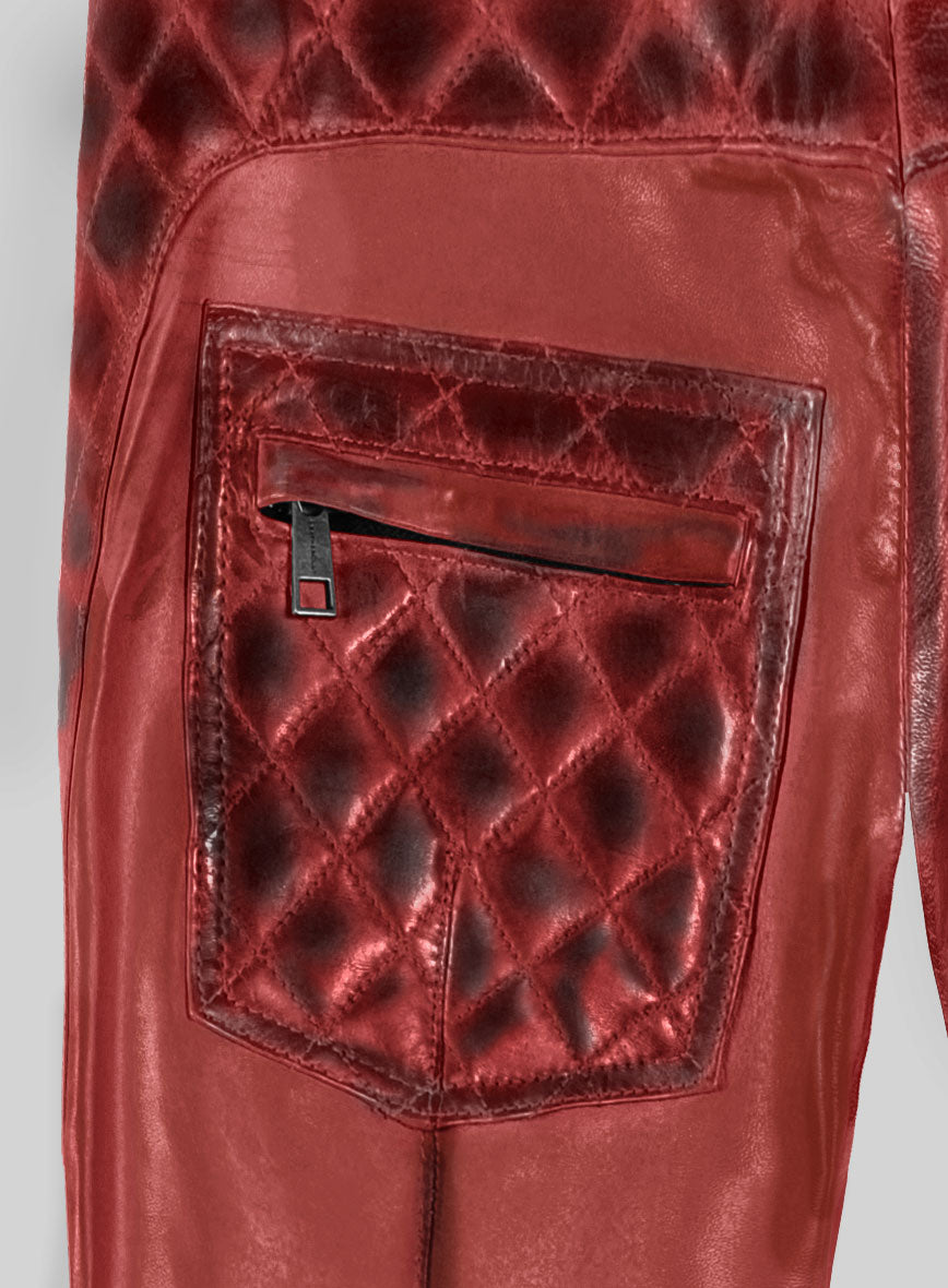 Hector Burnt Red Leather Pants - StudioSuits