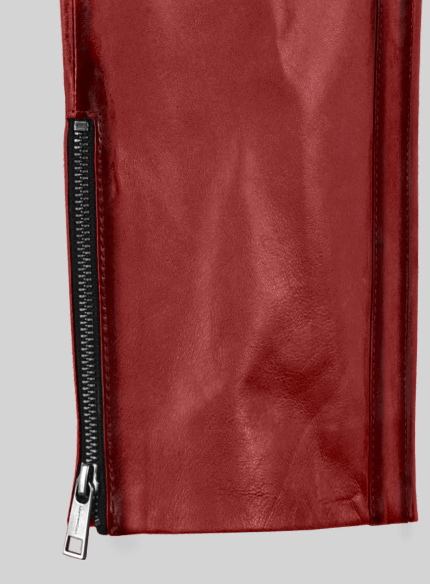 Hector Burnt Red Leather Pants - StudioSuits