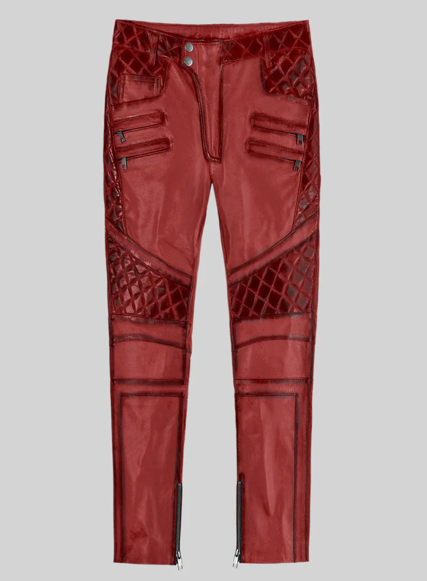 Hector Burnt Red Leather Pants - StudioSuits
