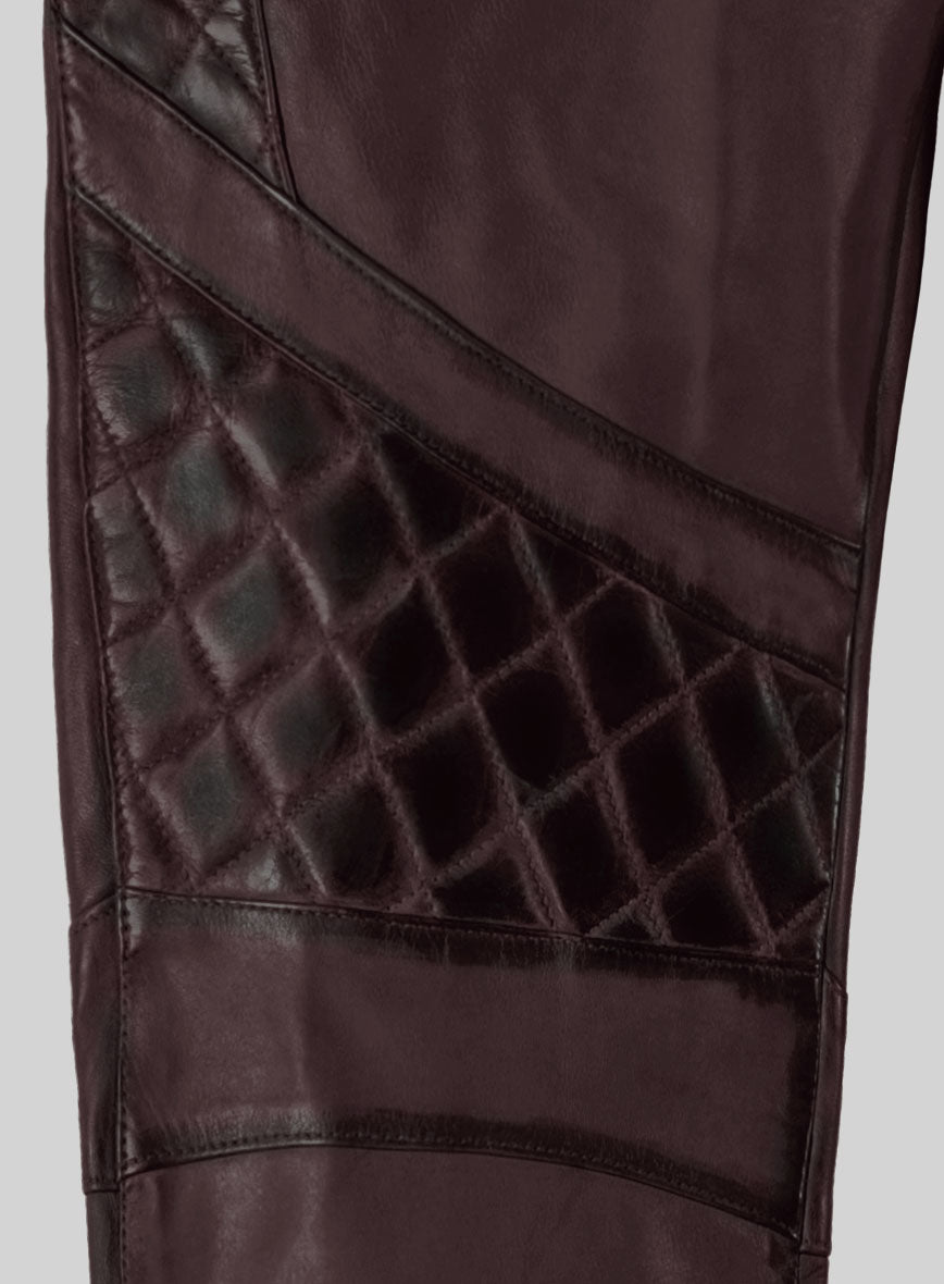 Hector Burnt Wine Leather Pants - StudioSuits