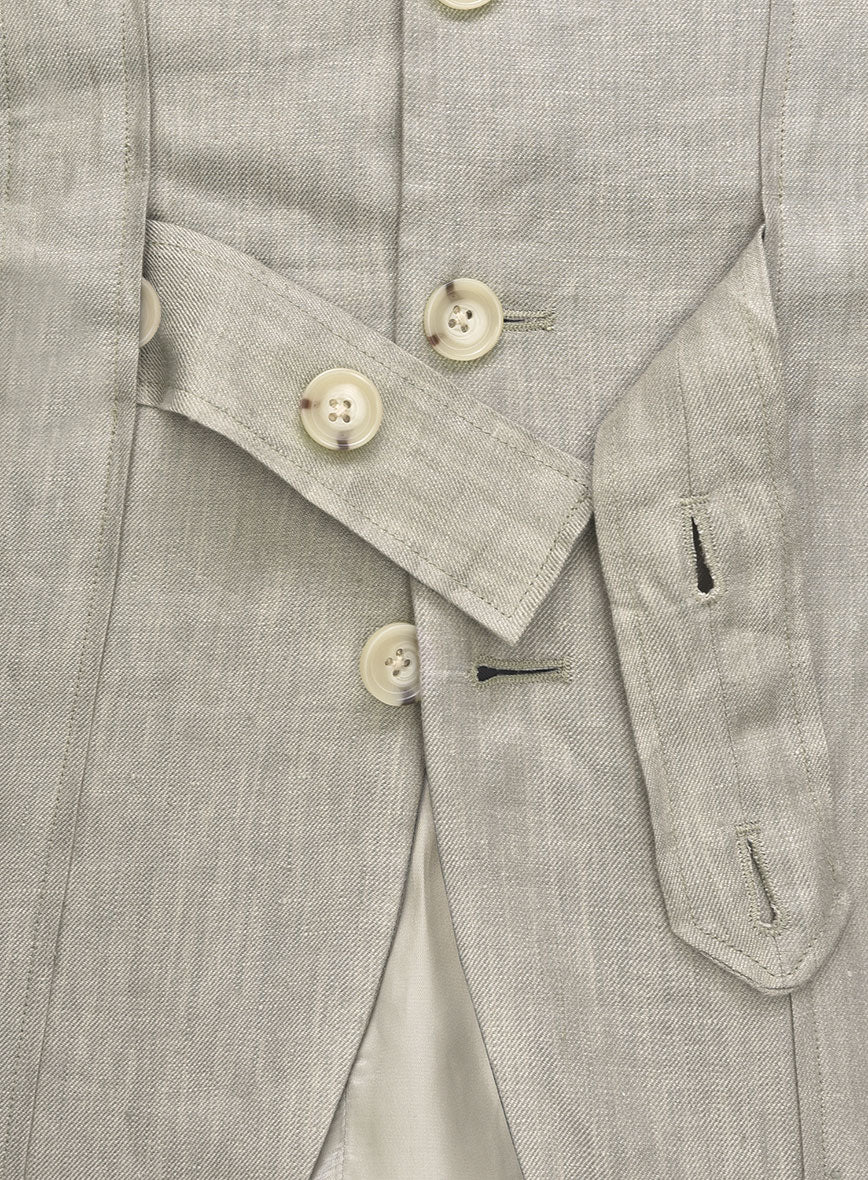 Henrik Belted Campari Oatmeal Linen Jacket - StudioSuits