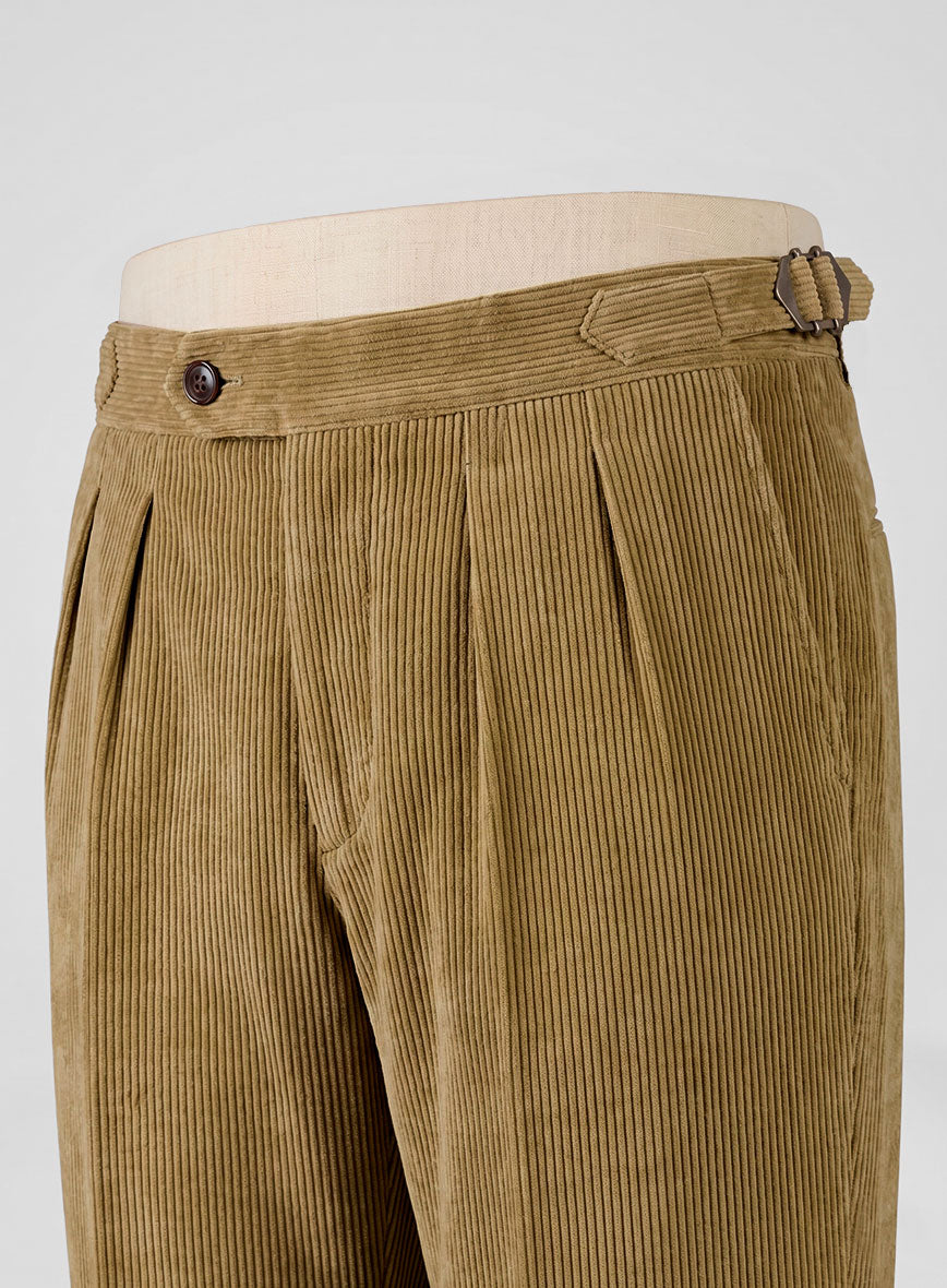 Khaki Corduroy Highland Trousers - StudioSuits