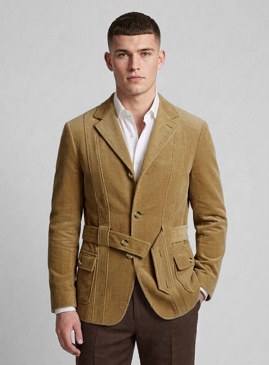 Henrik Belted Khaki Corduroy Jacket - StudioSuits