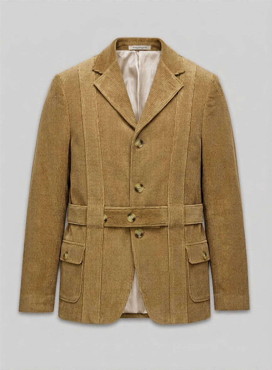 Henrik Belted Khaki Corduroy Jacket - StudioSuits