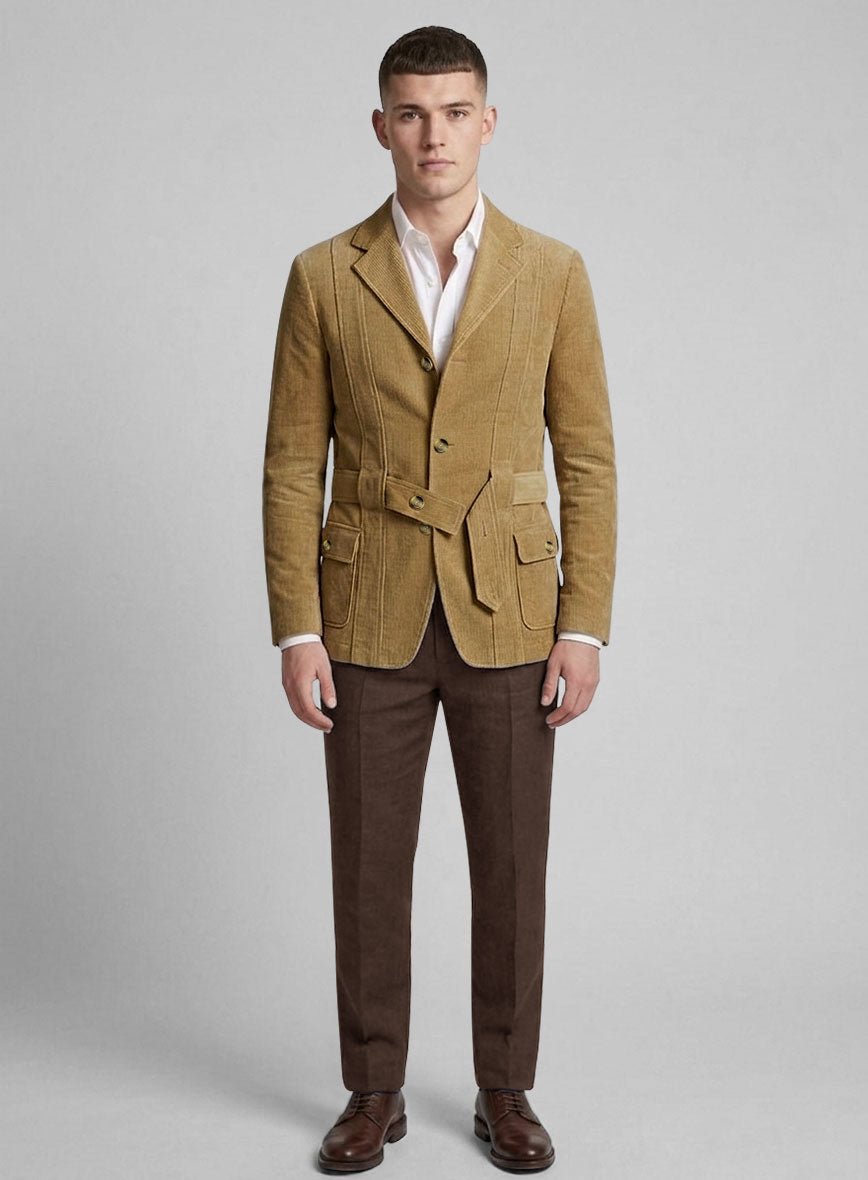 Henrik Belted Khaki Corduroy Jacket - StudioSuits