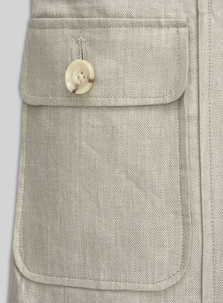 Henrik Belted Campari Oatmeal Linen Jacket - StudioSuits