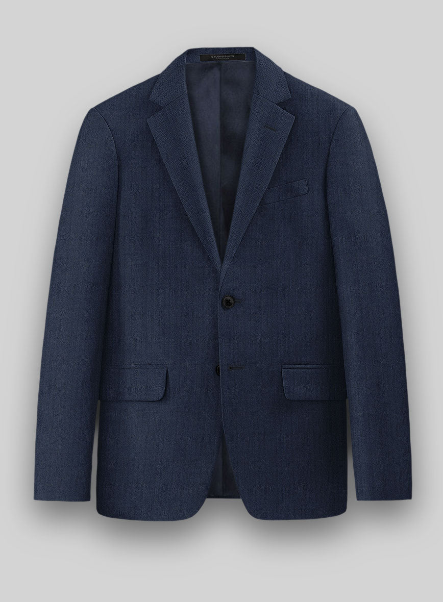 Herringbone Wool Royal Blue Jacket - StudioSuits
