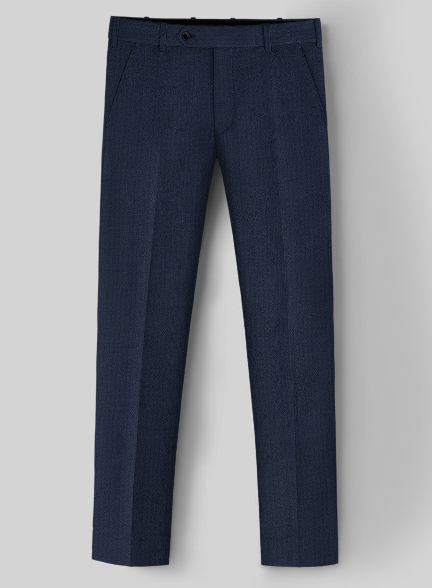 Herringbone Wool Royal Blue Pants - StudioSuits