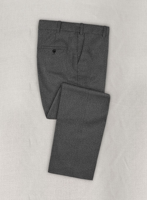Herringbone Gray Flannel Wool Pants - StudioSuits
