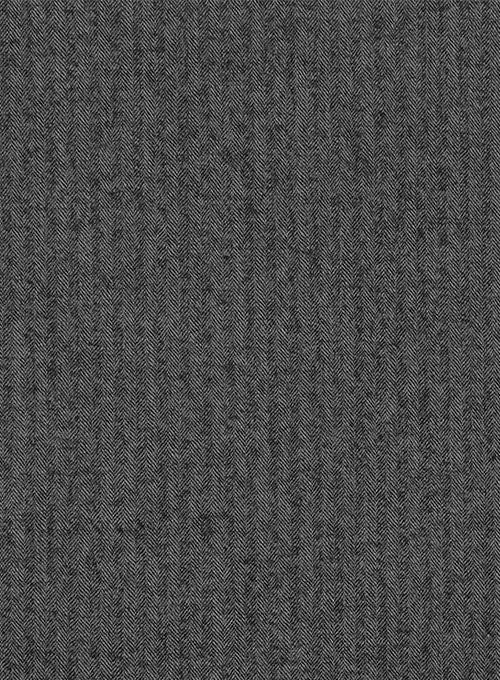 Herringbone Gray Flannel Wool Pants - StudioSuits