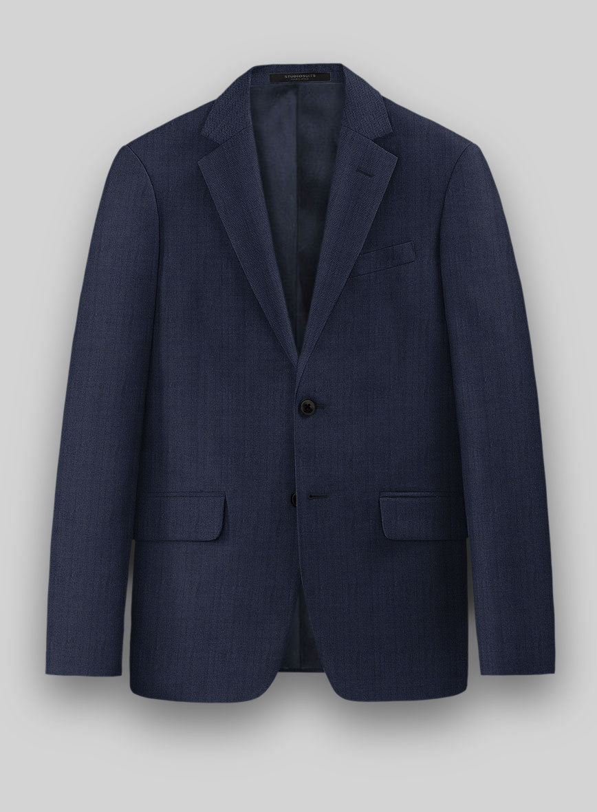 Herringbone Wool Royal Blue Jacket - StudioSuits