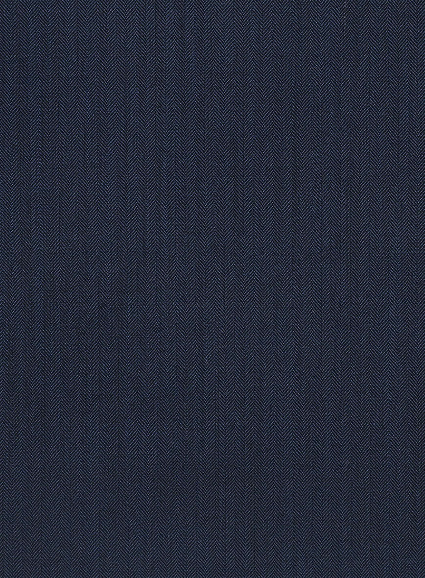 Herringbone Wool Royal Blue Pants - StudioSuits