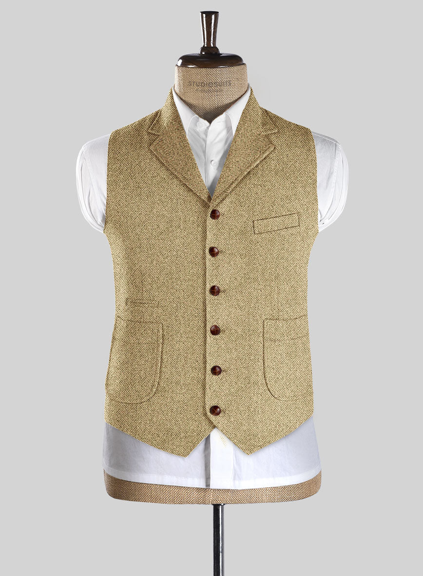 Highlander Heavy Beige Herringbone Tweed Hunting Vest - StudioSuits