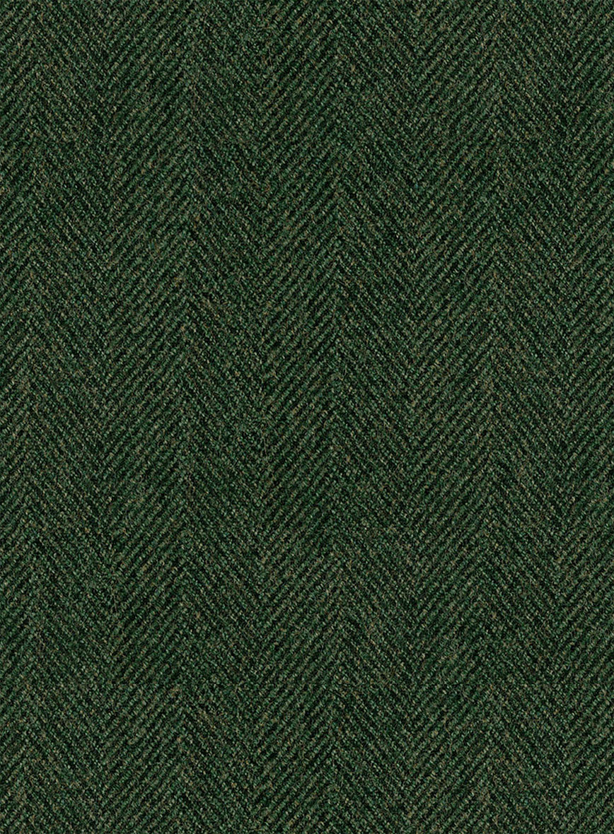 Highlander Heavy Green Herringbone Tweed Pea Coat - StudioSuits