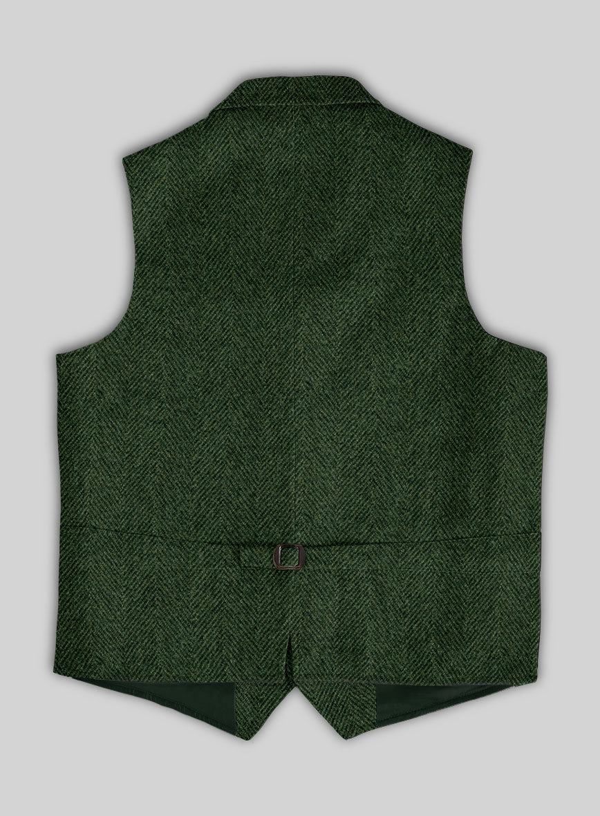 Highlander Heavy Green Herringbone Tweed Hunting Vest - StudioSuits