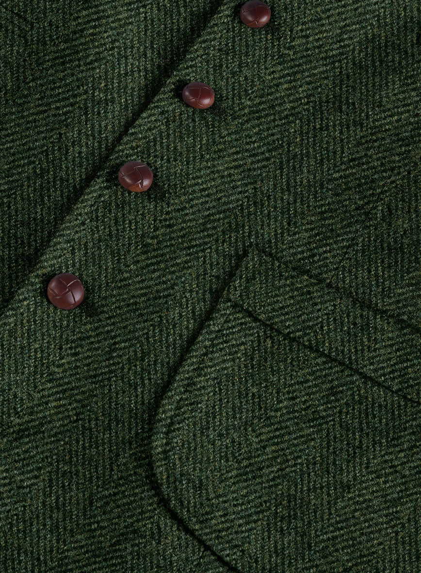 Highlander Heavy Green Herringbone Tweed Hunting Vest - StudioSuits