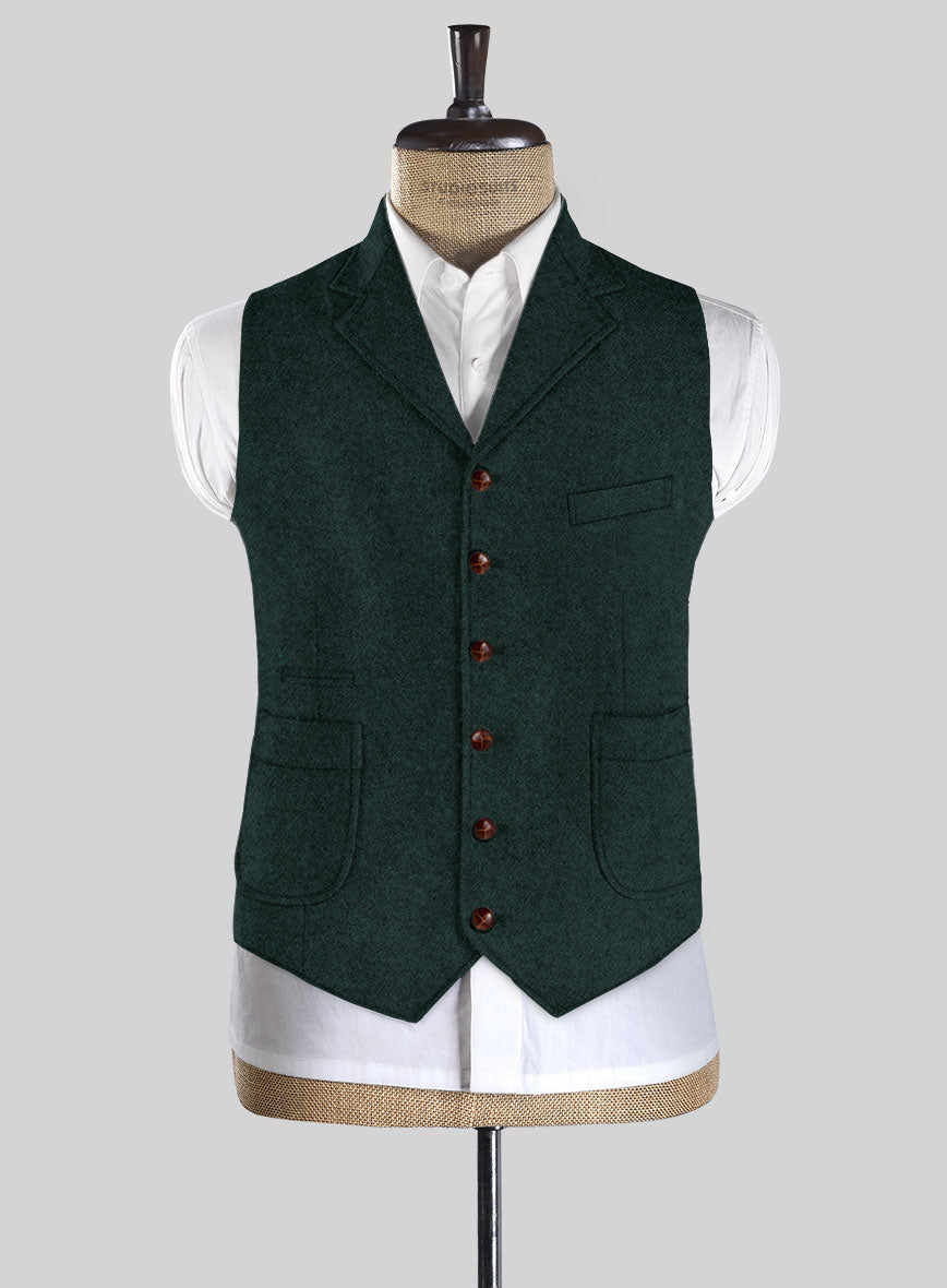 Highlander Melange Green Tweed Hunting Vest - StudioSuits