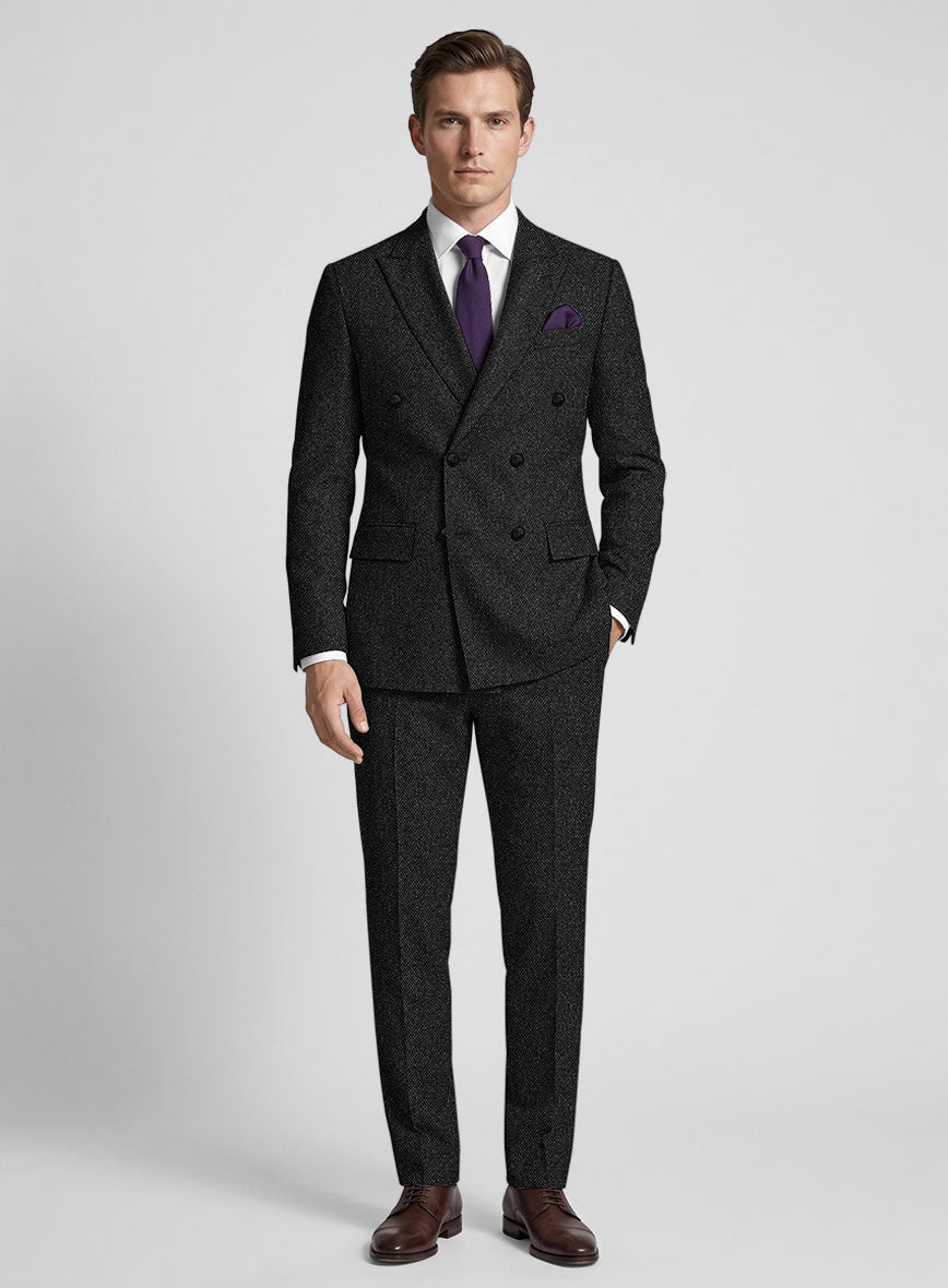 Highlander Heavy Charcoal Bedford Tweed Double Breasted Suit - StudioSuits