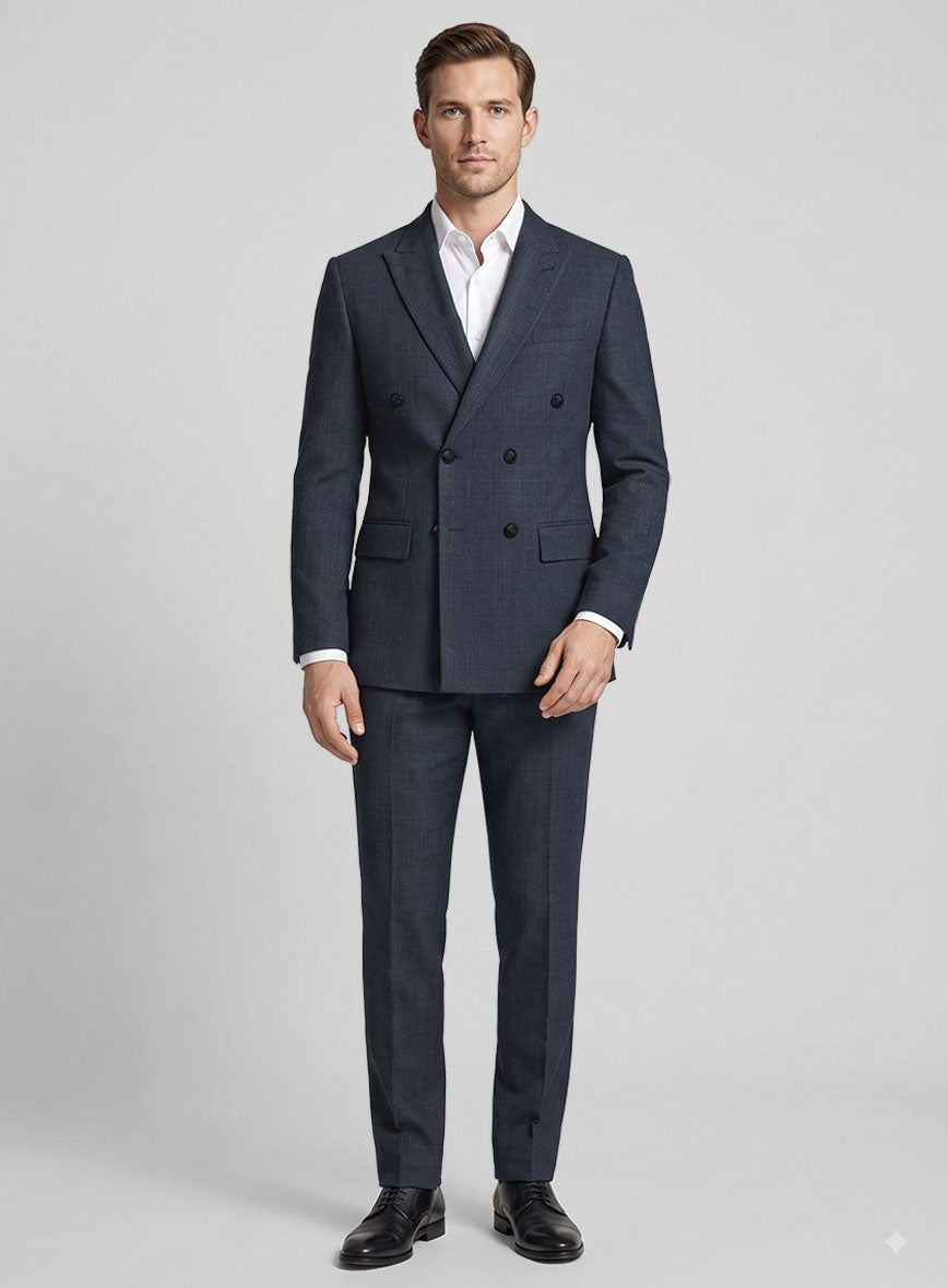 Napolean Highball Blue Wool Double Breasted Suit - StudioSuits