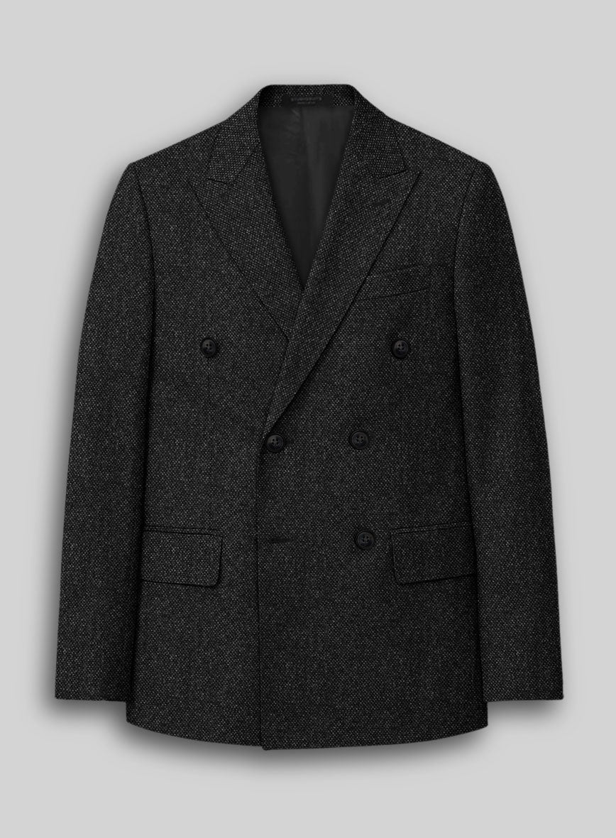 Highlander Heavy Charcoal Bedford Tweed Double Breasted Jacket - StudioSuits