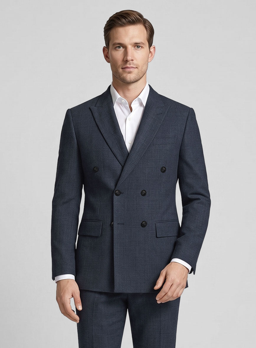 Napolean Highball Blue Wool Double Breasted Suit - StudioSuits