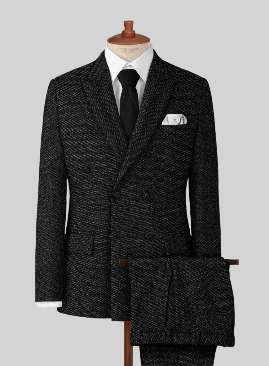 Highlander Heavy Charcoal Bedford Tweed Double Breasted Suit - StudioSuits