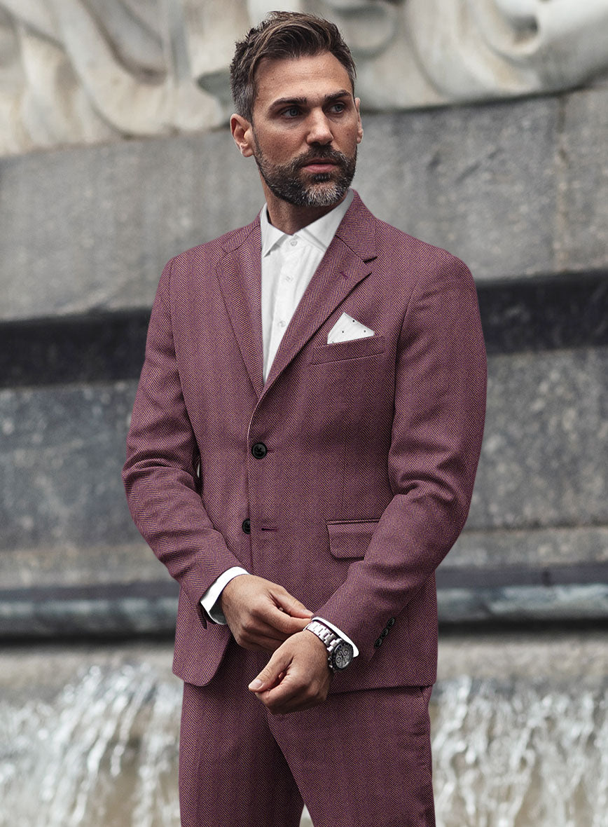 Highlander Purple Herringbone Tweed Suit - StudioSuits