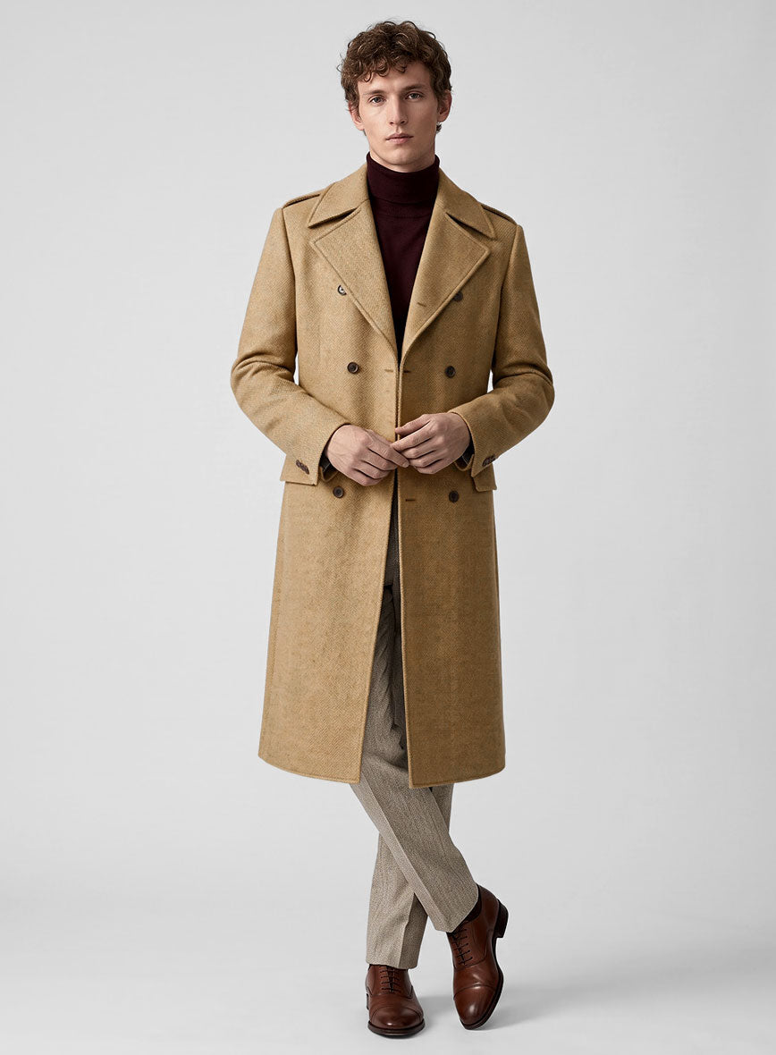 Highlander Sahara Beige Tweed GQ Overcoat - StudioSuits