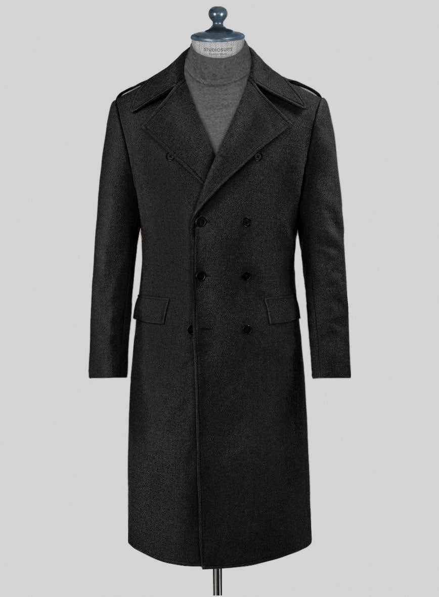 Highlander Black Tweed GQ Overcoat - StudioSuits