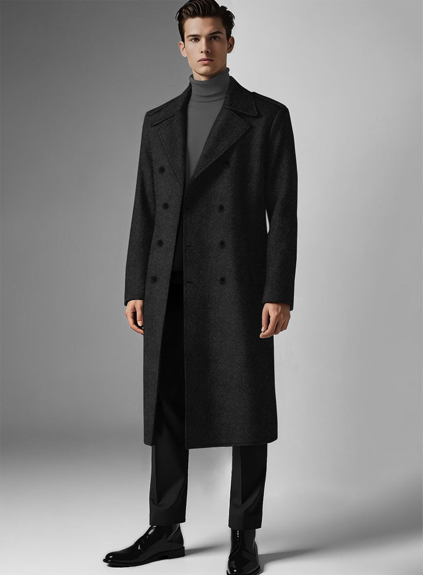 Highlander Black Tweed GQ Overcoat - StudioSuits