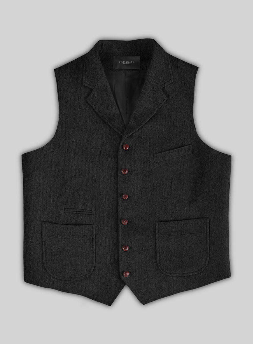 Highlander Black Tweed Hunting Vest - StudioSuits