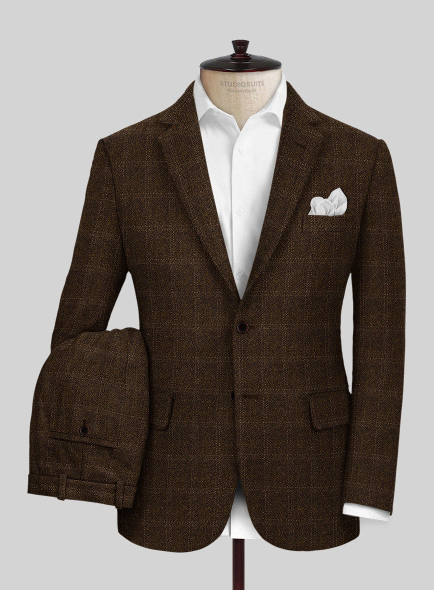 Highlander Brown Windowpane Tweed Suit - StudioSuits