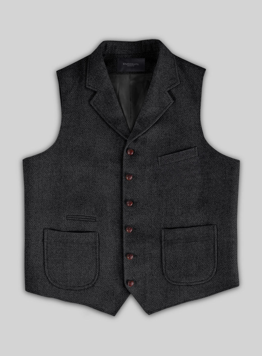 Highlander Charcoal Tweed Hunting Vest - StudioSuits