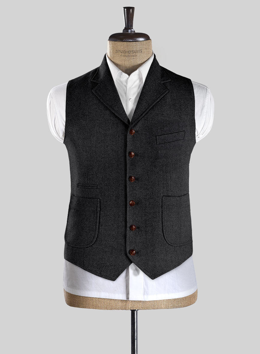Highlander Charcoal Tweed Hunting Vest - StudioSuits