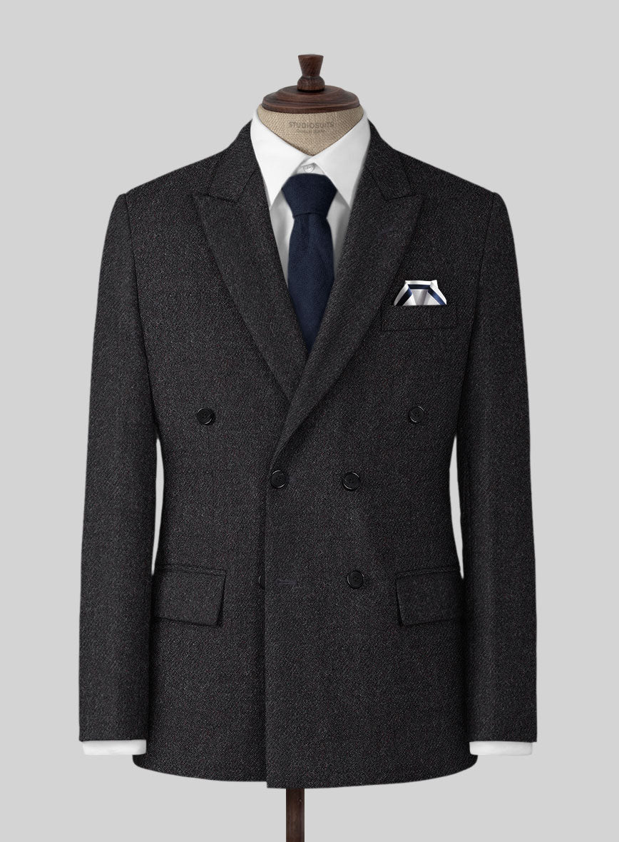 Highlander Charcoal Tweed Double Breasted Jacket - StudioSuits